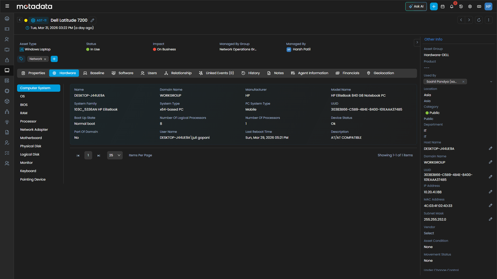 Motadata ObserveOps Performance Summary Dashboard