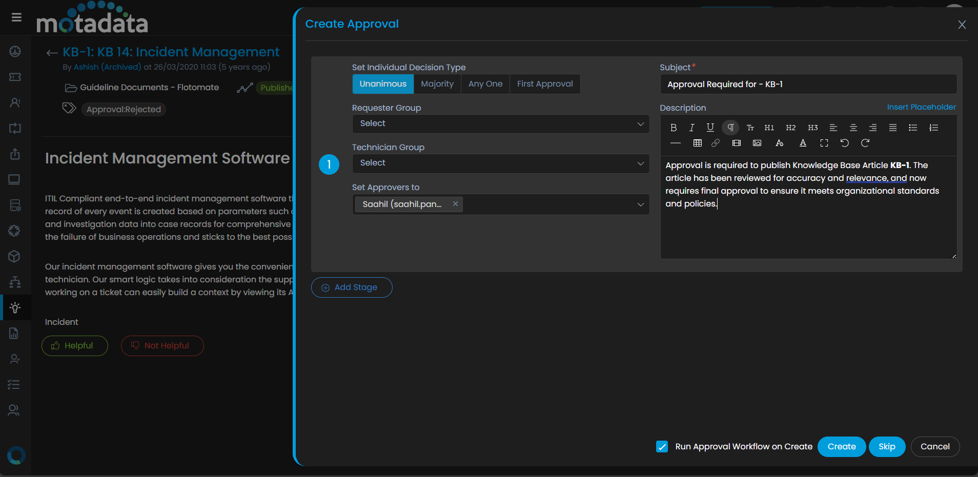 enabling senior team members to validate knowledge before it’s published 