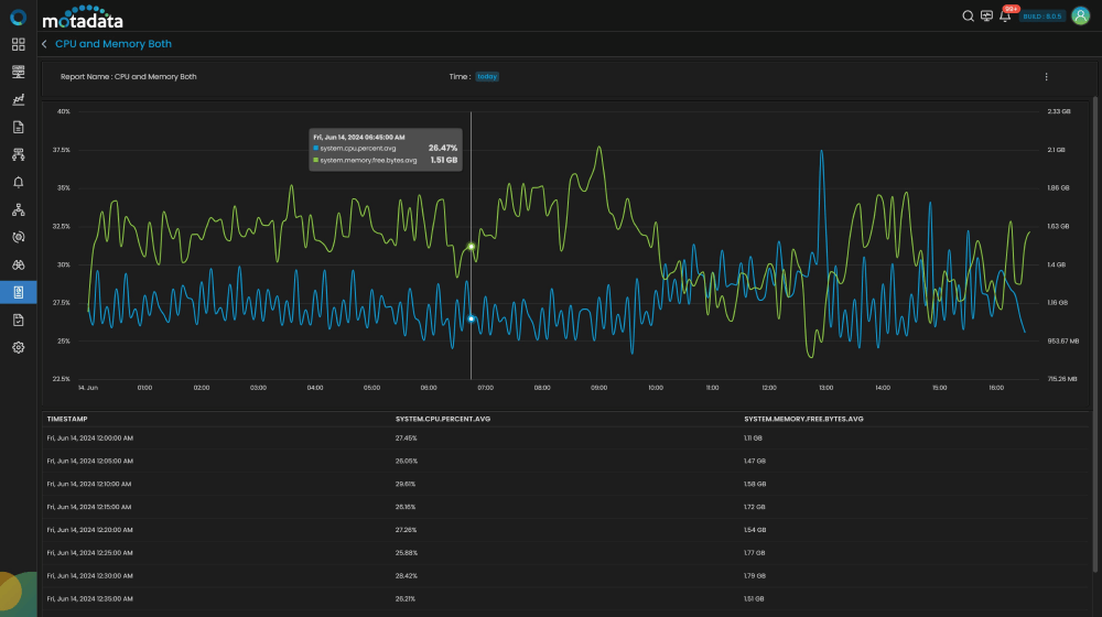 reporting and analysis dashboard within infrastructure monitoring software